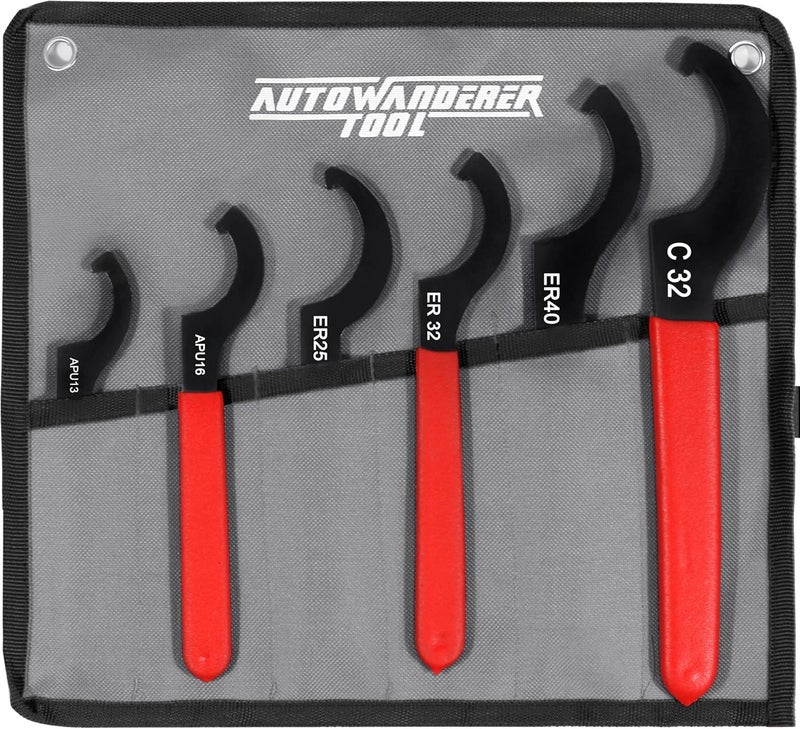 AutoWanderer Tool Universal Spanner Wrench Set 6Pcs Steel Adjustable Shock Wrench Coilover Spanner Motorcycle Coil Over Shock Adjustment Tool - Image 2